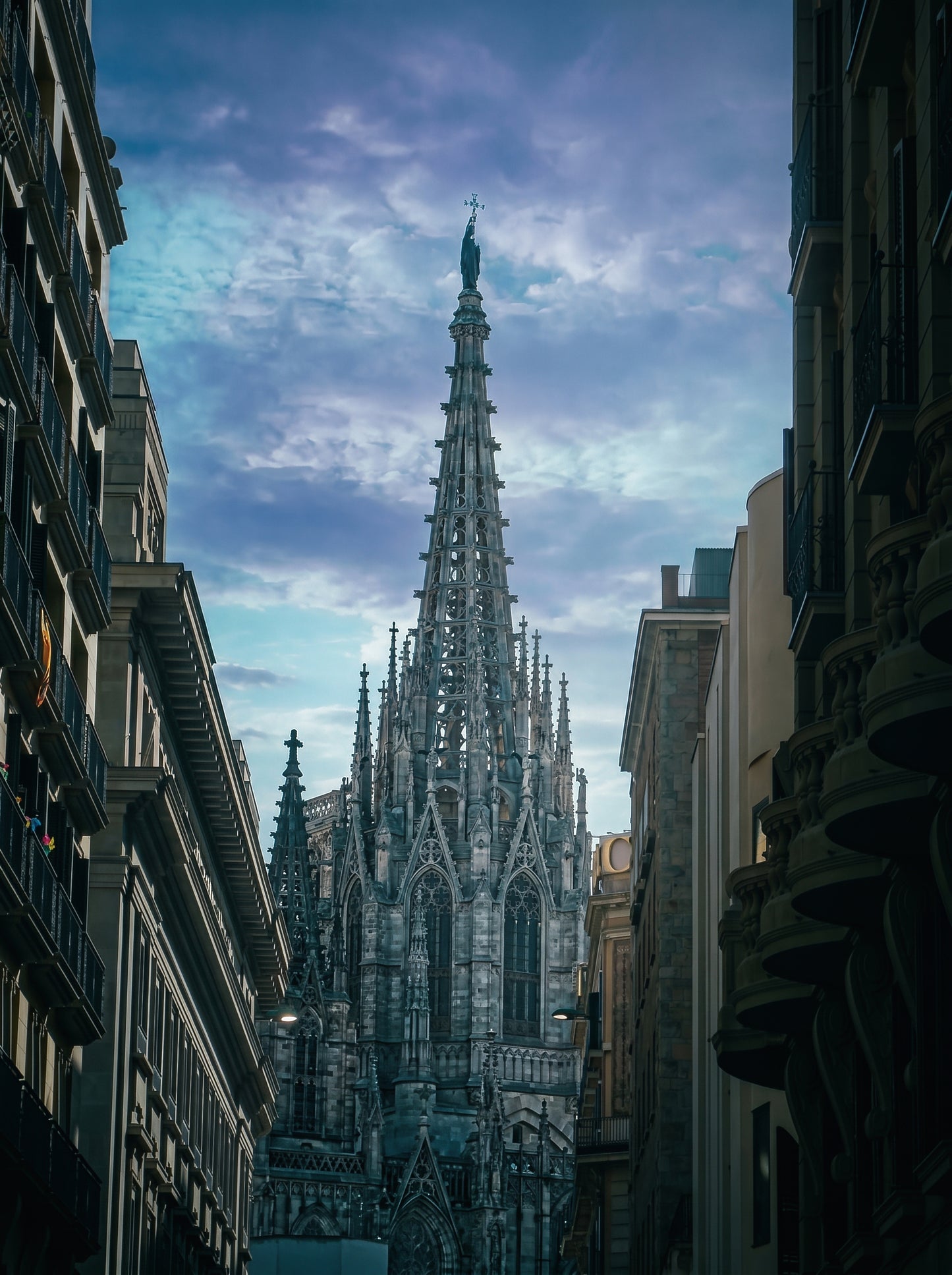 Spire in Shadow: Barcelona Cathedral