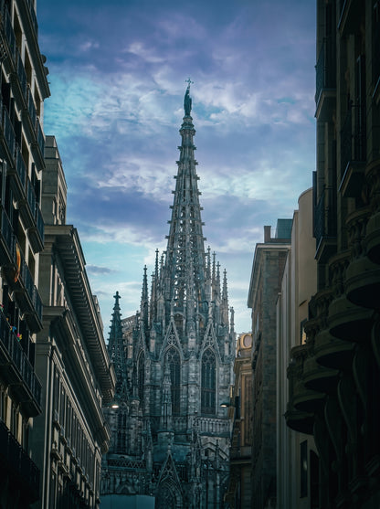 Spire in Shadow: Barcelona Cathedral