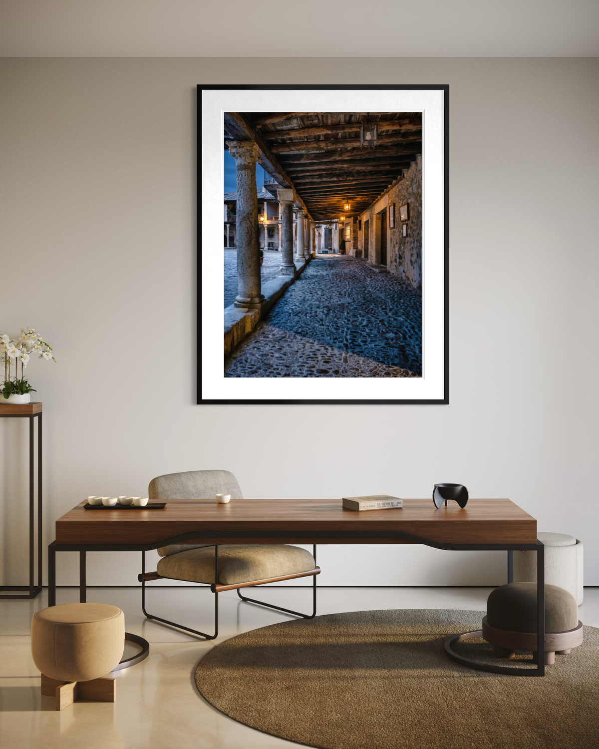 Beneath the Timbered Portico