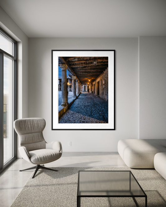 Beneath the Timbered Portico