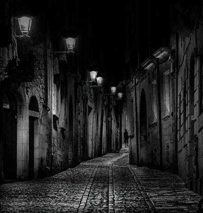"Midnight on Carrer de la Força" | Limited Edition B&W Fine Art Print.