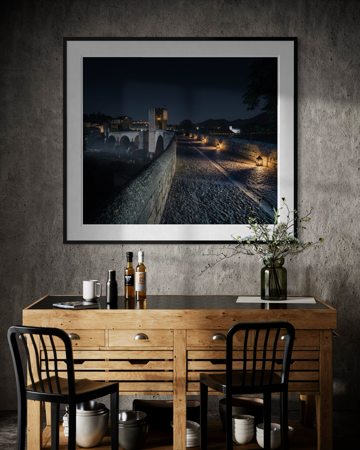 Lanterns on the Medieval Bridge, Besalú — limited edition fine art print by Marco Zouvek (view 1)