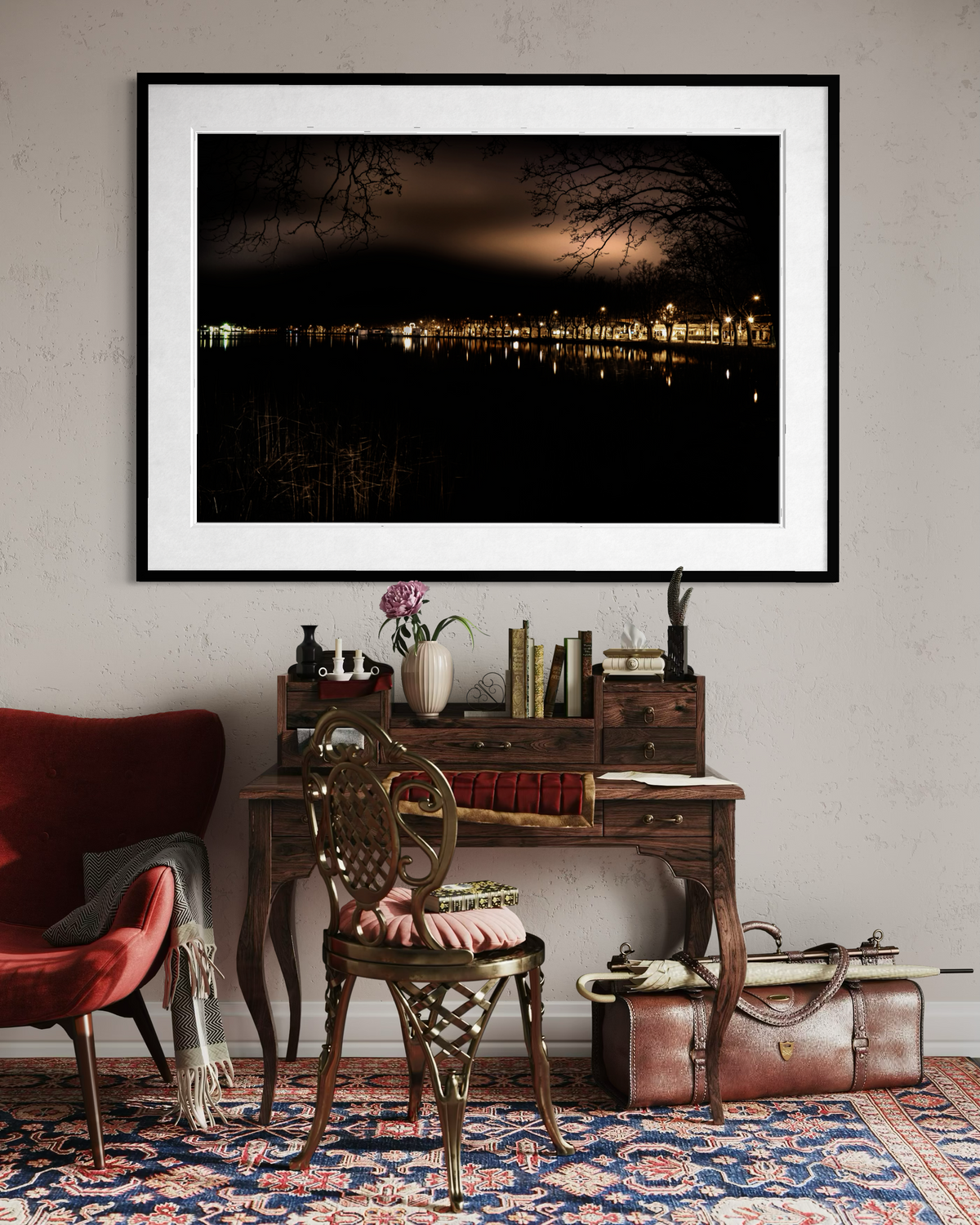 Lakeside Nocturne: Lake Banyoles, otra vista de ambientación en un interior