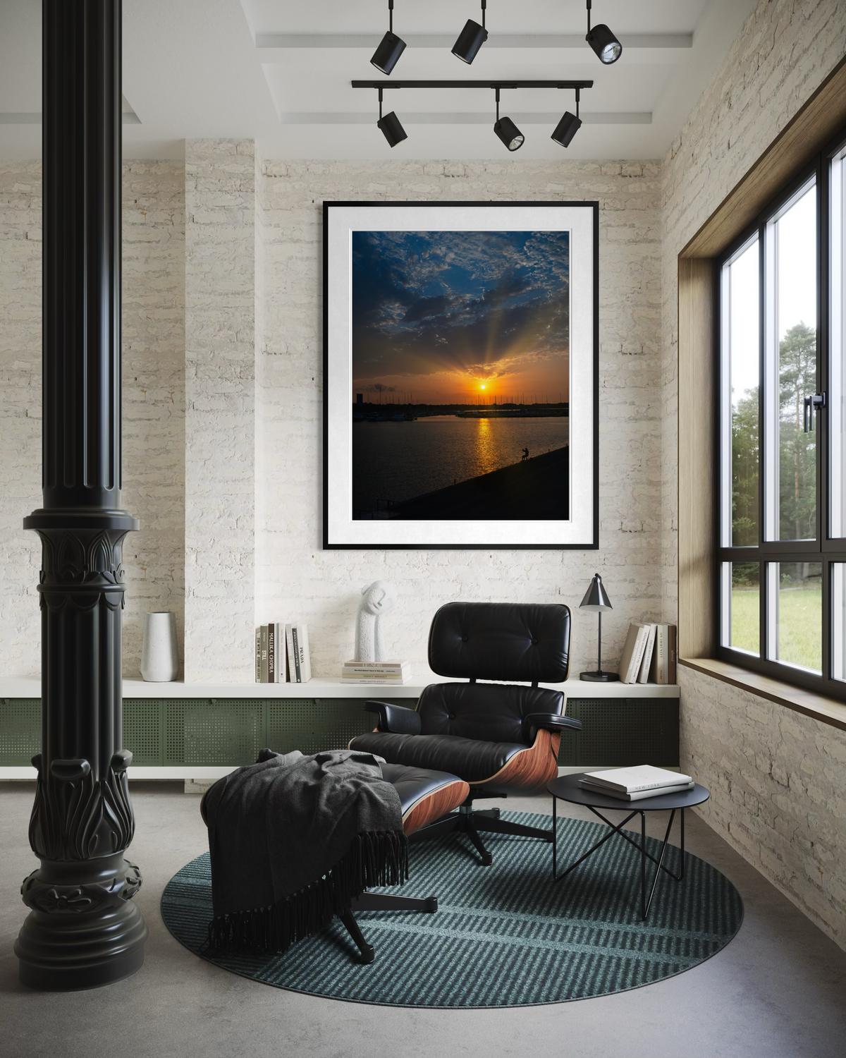 Rays over the Seawall: Cambrils, impresión fine art enmarcada en un interior