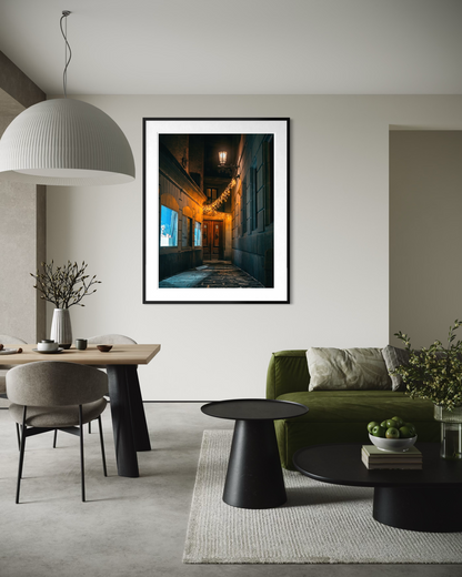 Golden Threshold: Barcelona, framed fine art print in an interior