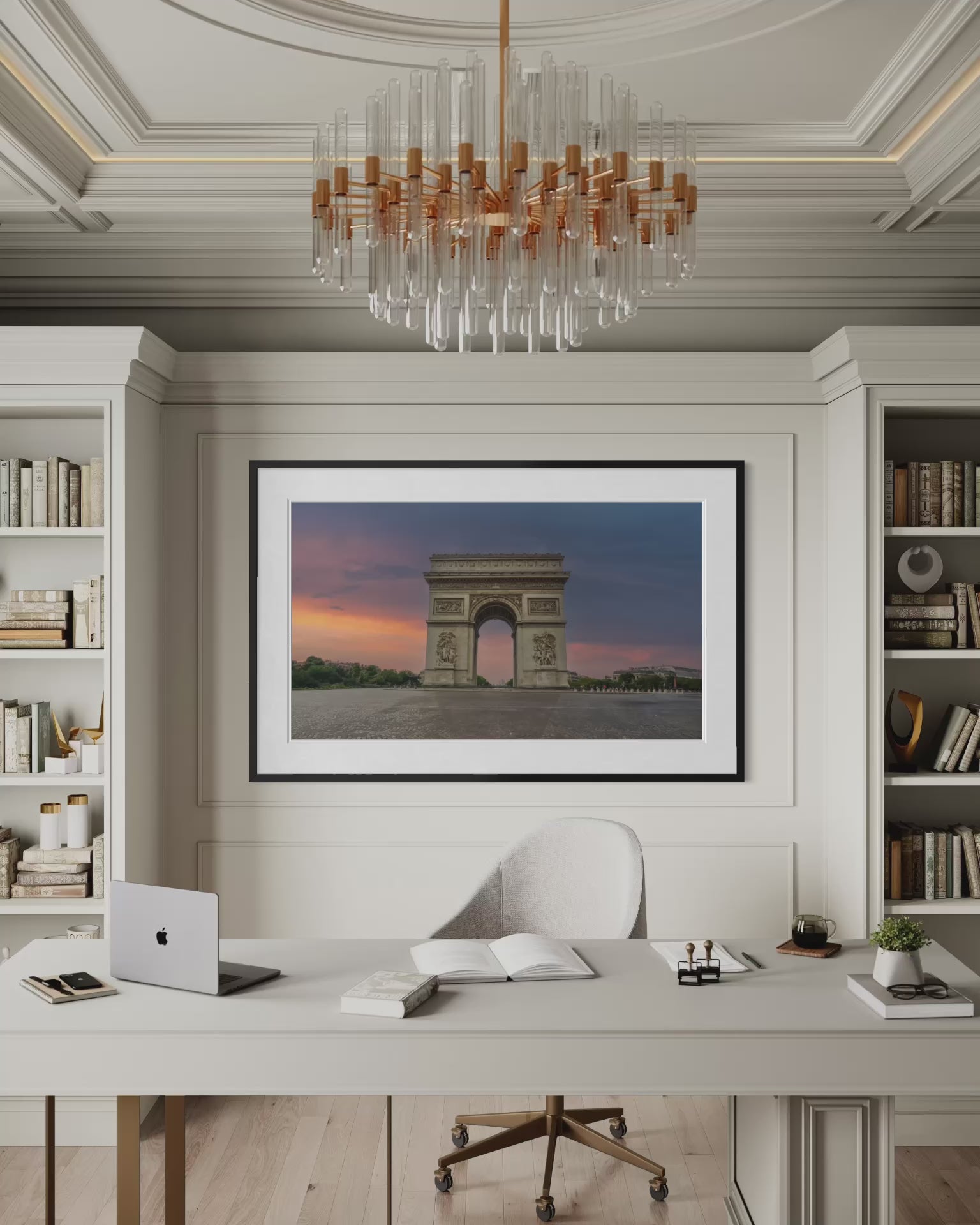 The Arch at Twilight: Paris, vídeo de la impresión enmarcada en un interior