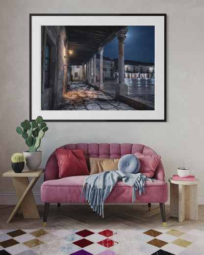 Colonnade Under a Rising Moon